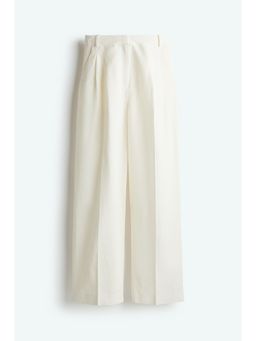 H&M - Women White Wide Linen-Blend Trousers