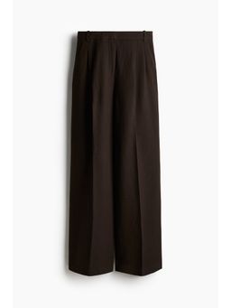 H&M - Women Brown Wide Linen-Blend Trousers