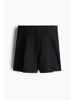 H&M - Women Black Linen-Blend Shorts