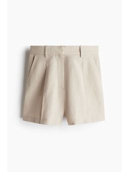 H&M - Women Beige Linen-Blend Shorts