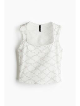 H&M - Women Black Picot-Trimmed Vest Top