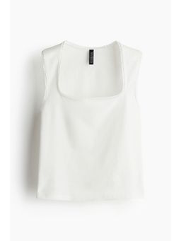 H&M - Women White Picot-Trimmed Vest Top