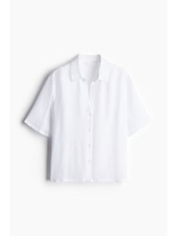 H&M - Women White Crinkled Viscose Shirt
