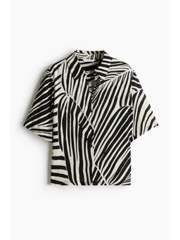 H&M - Women Black Crinkled Viscose Shirt