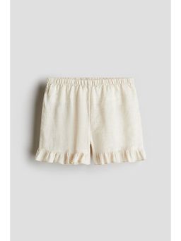 H&M - Girls Beige Frilled Linen Shorts