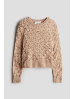 H&M - Girls Beige Pointelle-Knit Jumper