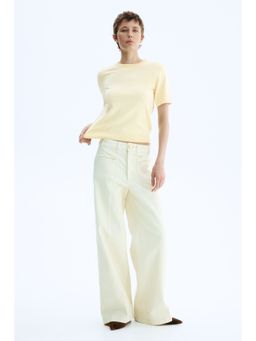 H&M - Women Yellow Fine-Knit T-Shirt