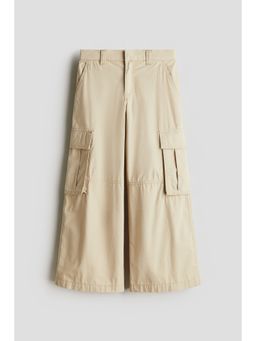 H&M - Girls Beige Wide Cargo Trousers