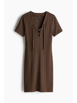 H&M - Women Beige Lacing-Detail Bodycon Dress