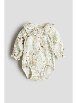 H&M - Girls Green Printed Muslin Romper Suit