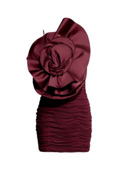 H&M - Women Red Rose-Appliqued Gathered Dress