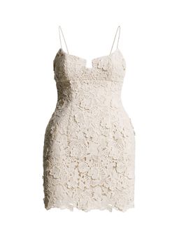H&M - Women White Floral-Appliqued Hourglass Lace Dress