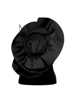 H&M - Women Black Rose-Appliqued Gathered Top