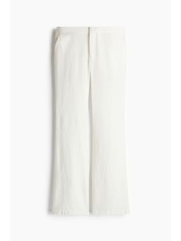 H&M - Women White Linen-Blend Tailo Trousers