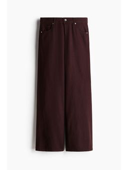 H&M - Women Brown Wide Linen-Blend Trousers
