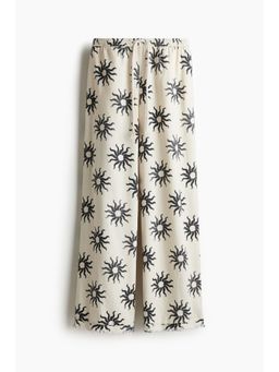 H&M - Women Multi-Color Linen-Blend Drawstring Trousers