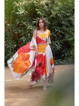 ETAR - Floral Top & Skirt with Cape (Set of 3)