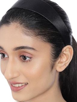 Accessher - Silk Fabric Shiny Black Hairband