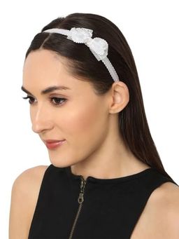 Accessher - Casual Wear Handcrafted White Designer Floral Hairband