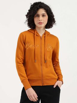 United Colors of Benetton - Hooded Neck Embroidered Front Open Orange Jacket