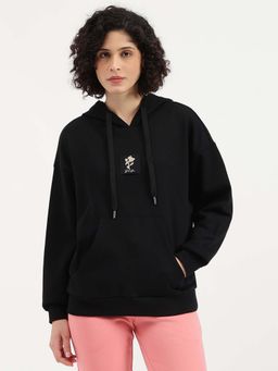 United Colors of Benetton - Hooded Neck Floral Black Sweatshirt