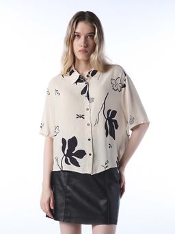 ONLY - Womens Floral Print Regular Fit White Shirt