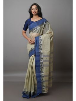Unnati Silks - Beige Pure Handloom Superfine Bengal Cotton Saree