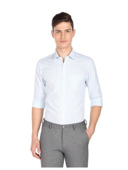 Arrow - Men Light Blue Manhattan Slim Fit Windowpane Check Formal Shirt