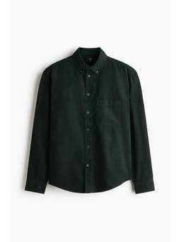 H&M - Men Green Regular Fit Corduroy Shirt