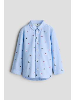 H&M - Boys Blue Patterned Cotton Shirt