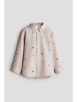 H&M - Boys Beige Patterned Cotton Shirt