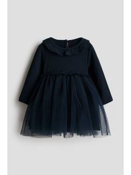 H&M - Girls Black Tulle-Skirt Cotton Dress