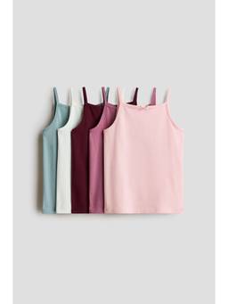 H&M - Girls Multi-Color 5-Pack Cotton Strappy Tops