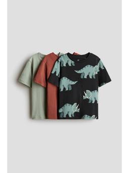H&M - Boys Multi-Color 3-Pack Cotton T-Shirts