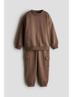 H&M - Boys Brown 2-Piece Brushed-Inside Sweatshirt Set