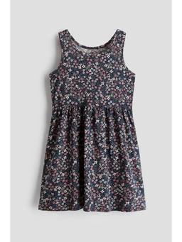 H&M - Girls Black Printed Cotton Dress