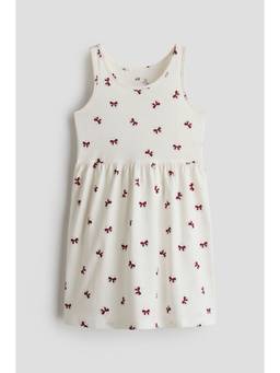 H&M - Girls White Printed Cotton Dress