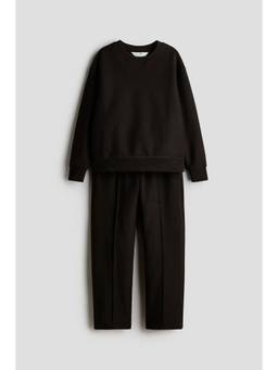 H&M - Boys Black 2-Piece Textured Sweatshirt Set