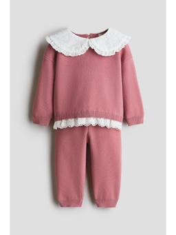 H&M - Girls Pink 2-Piece Fine-Knit Set