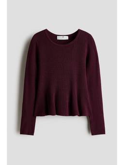 H&M - Girls Red Rib-Knit Peplum Top