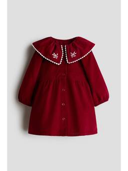 H&M - Girls Red Collared Cotton Dress
