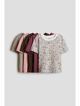 H&M - Girls Multi-Color 5-Pack Cotton T-Shirts