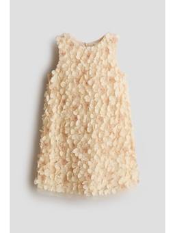 H&M - Girls Beige Appliqued A-Line Dress