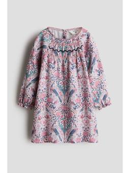 H&M - Girls Pink Patterned Muslin Dress