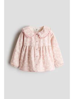 H&M - Girls Pink Patterned Corduroy Blouse