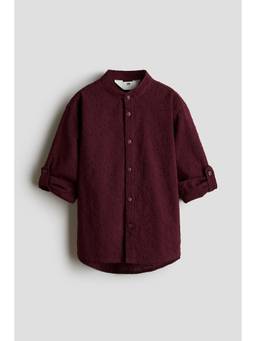 H&M - Boys Maroon Patterned Grandad Shirt