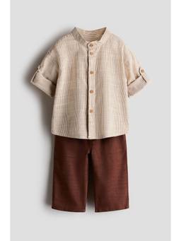H&M - Boys Beige 2-Piece Shirt And Trousers Set