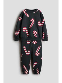 H&M - Boys Black 2-Piece Printed Sweatshirt Set