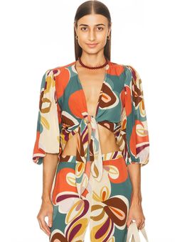 ADRIANA DEGREAS - Organic Floral Puff Sleeved Blouse