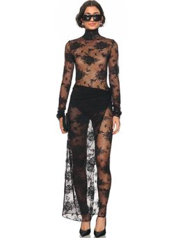 The Andamane - Tessa Lace Turtleneck Open Back Jumpsuit